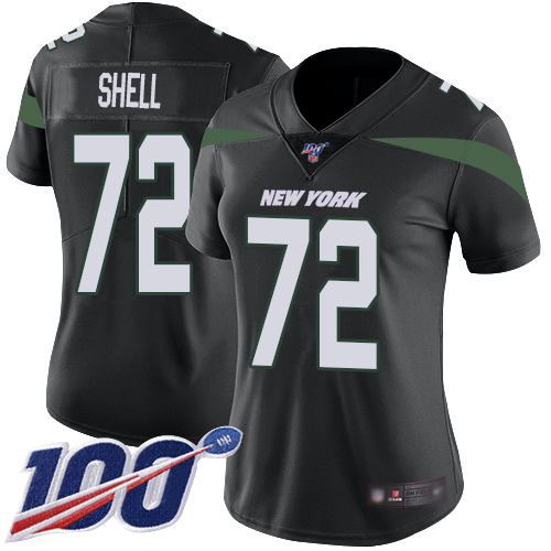 New York Jets Limited Black Women Brandon Shell Alternate Jersey NFL Football #72 100th Season Vapor Untouchable->women nfl jersey->Women Jersey